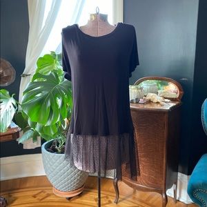 Torrid t-shirt with asymmetrical mesh fishnet 1